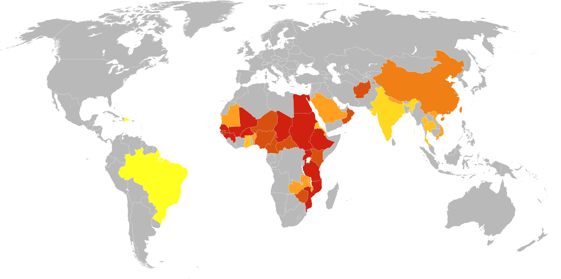 Trachoma world map DAL Ys per million persons WHO2012 Trachoma world map DAL Ys per million persons WHO2012